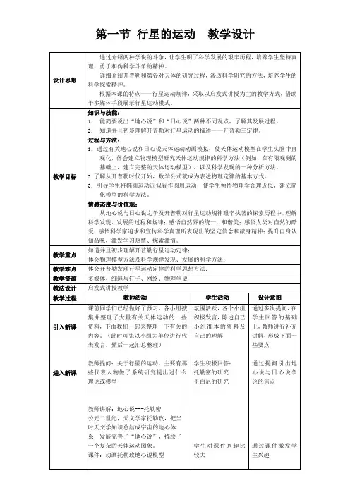 人教版高中物理必修行星的运动-公开课比赛一等奖
