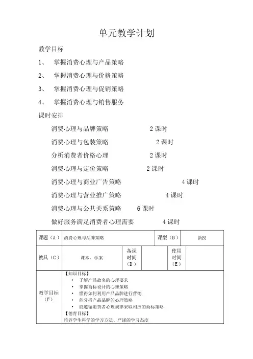消费心理及行为分析教案(1)