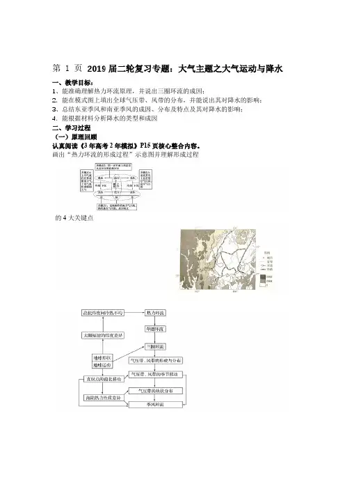 2018届高考二轮复习专题大气运动导学稿含答案