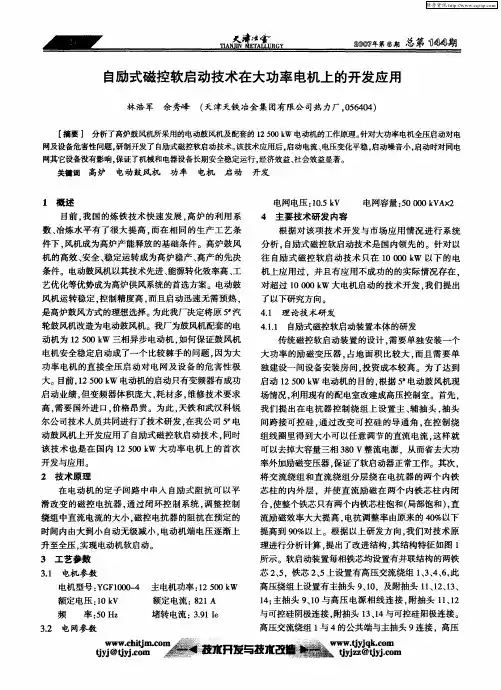 自励式磁控软启动技术在大功率电机上的开发应用