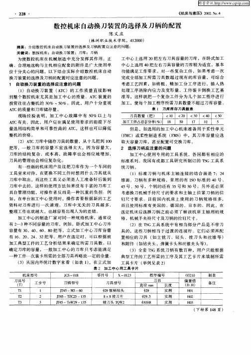 数控机床自动换刀装置的选择及刀柄的配置