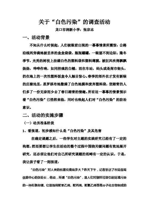综合实践活动——关于“白色污染”的调查活动