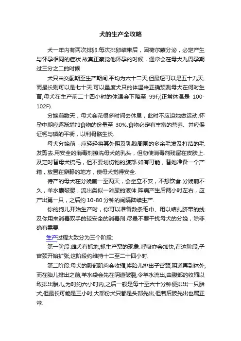 犬的生产全攻略