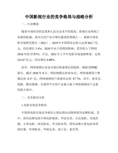 中国影视行业的竞争格局与战略分析