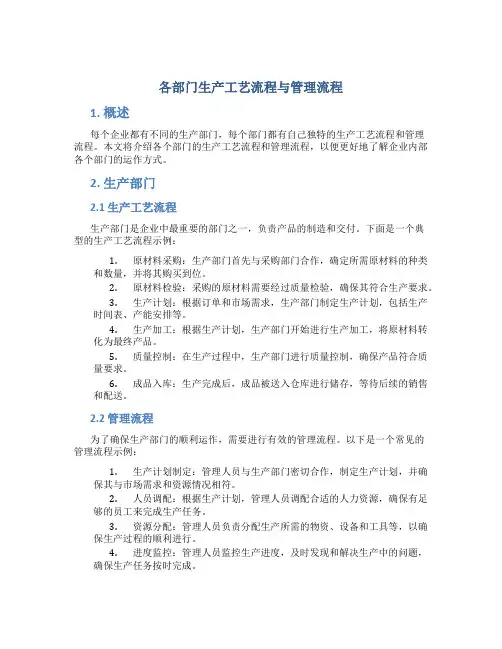各部门生产工艺流程与管理流程