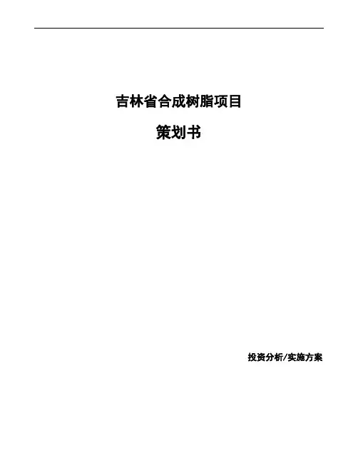 吉林省合成树脂项目策划书