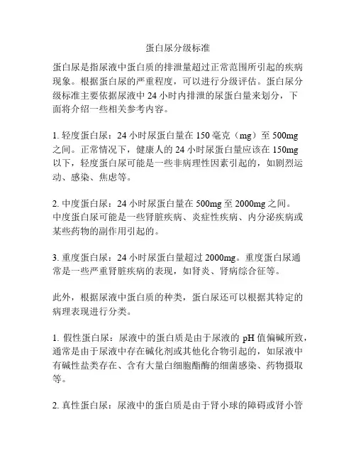 蛋白尿分级标准