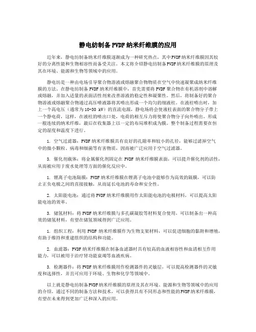 静电纺制备PVDF纳米纤维膜的应用