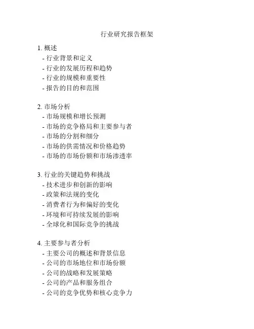 行业研究报告框架