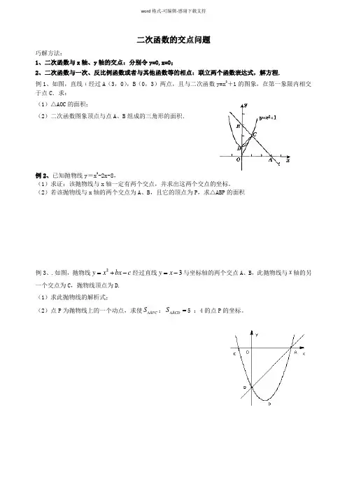 二次函数交点问题--解析式--应用
