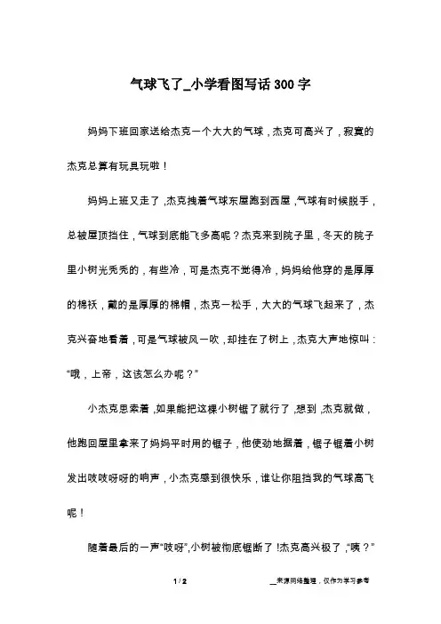 气球飞了_小学看图写话300字