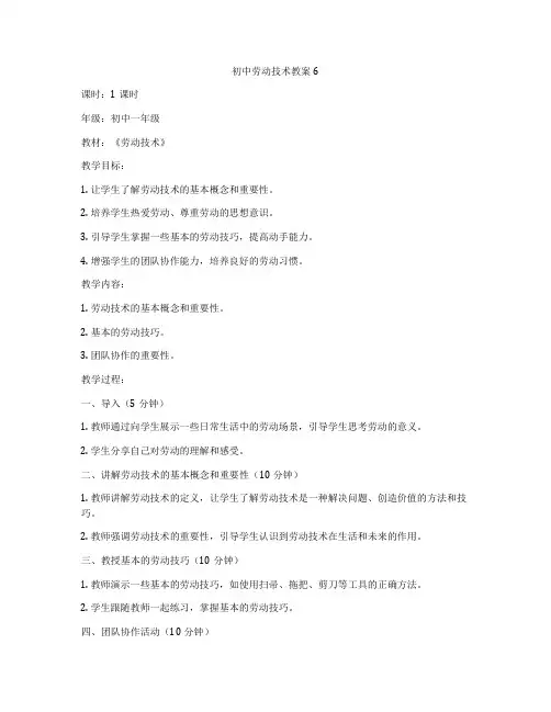 初中劳动技术教案6