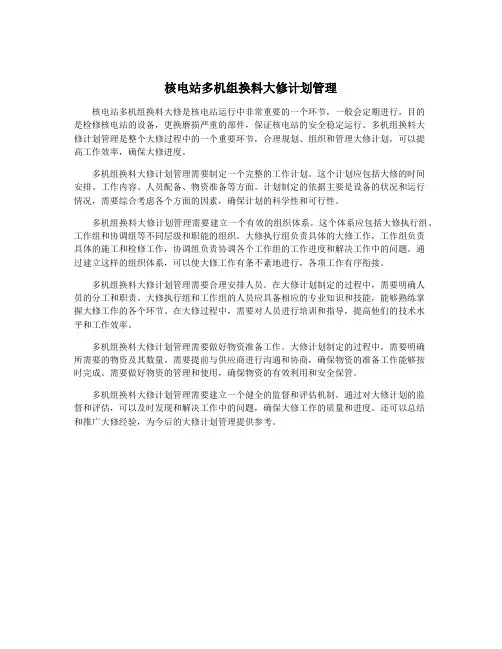 核电站多机组换料大修计划管理