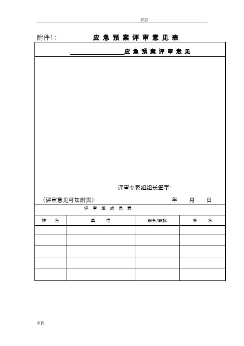 应急救援预案附件要素评审表