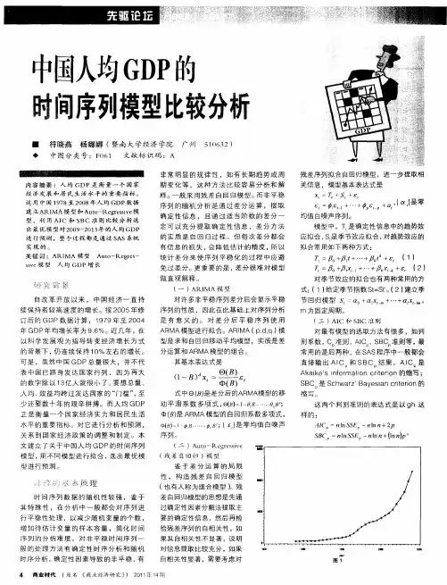 中国人均GDP的时间序列模型比较分析