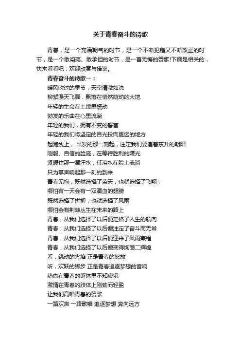 关于青春奋斗的诗歌