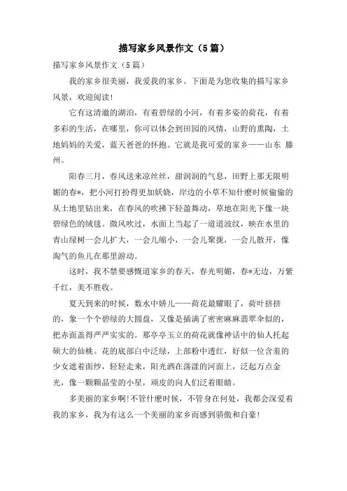 描写家乡风景作文(5篇)
