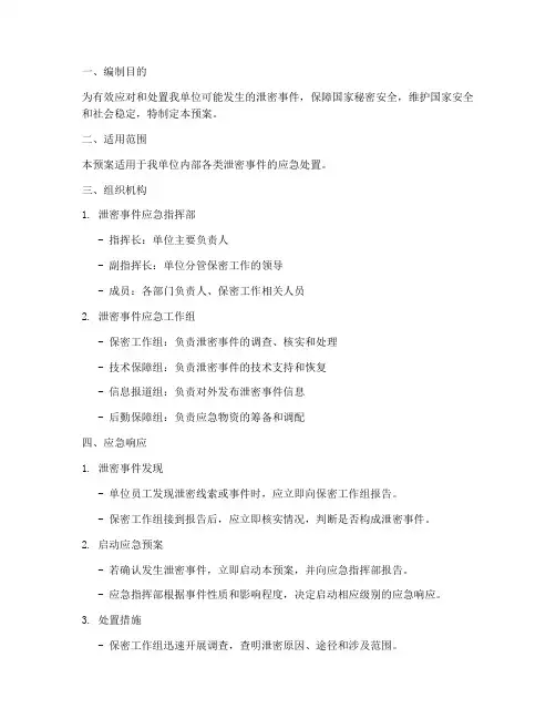 泄密_应急预案