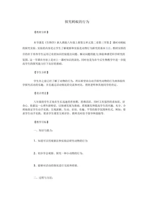 探究蚂蚁的行为