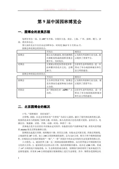 北京园博会的简介以及第一讲志愿者培训