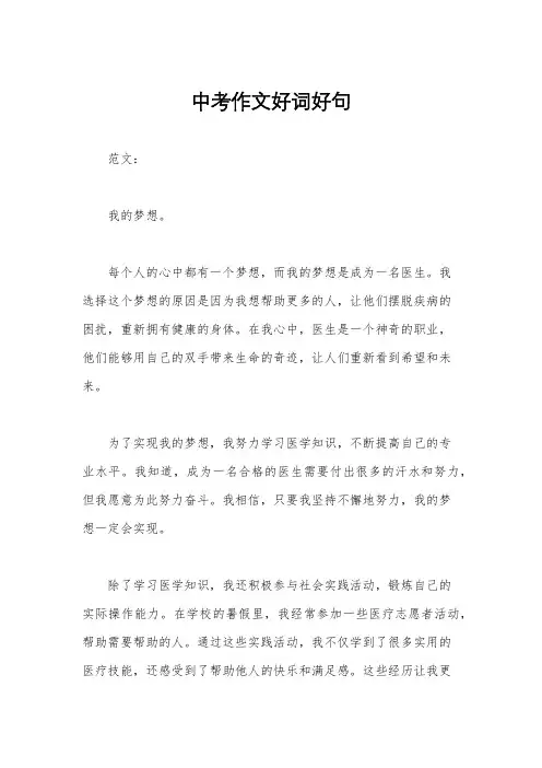 中考作文好词好句
