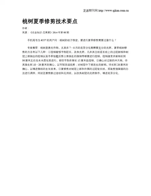 桃树夏季修剪技术要点