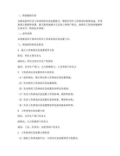 工伤事故应急处置预案