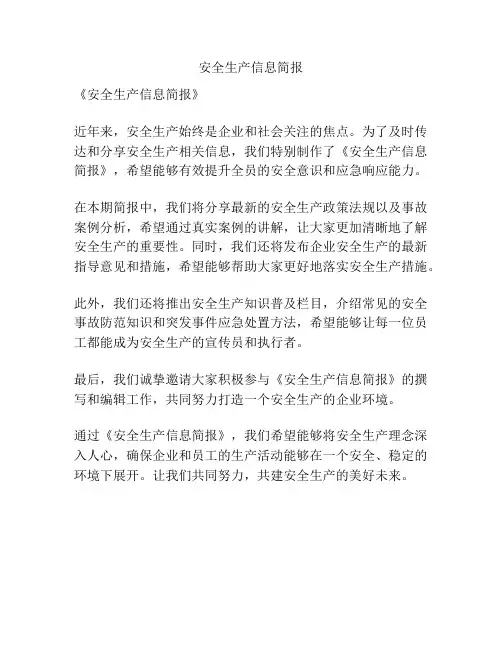 安全生产信息简报