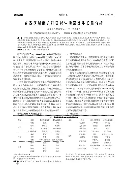 宜春区域南方红豆杉生境及其生长量分析