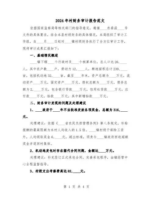 2024年村财务审计报告范文（二篇）