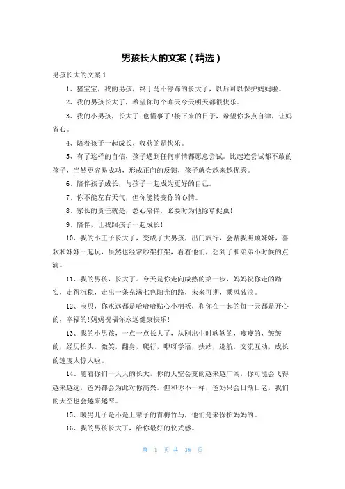 男孩长大的文案(精选)