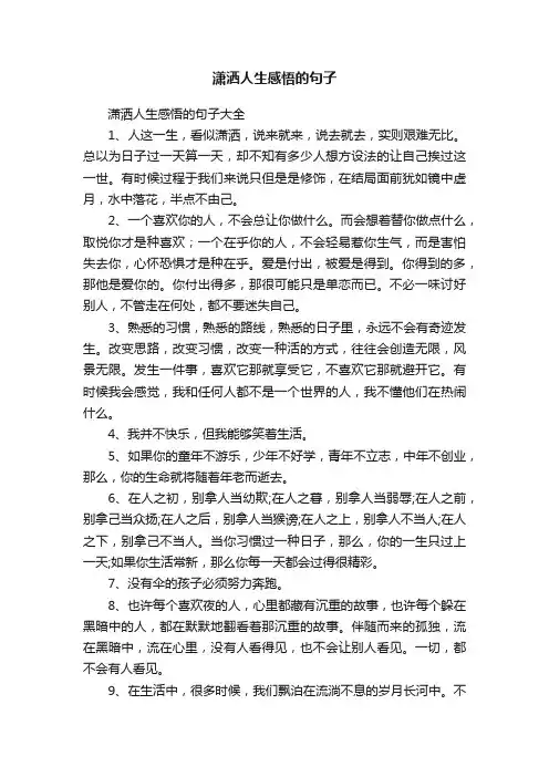 潇洒人生感悟的句子大全