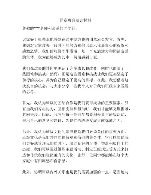 团章班会发言材料