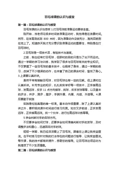 羽毛球课的认识与感受