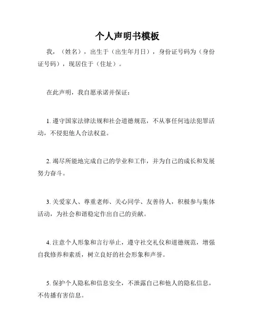 个人声明书模板