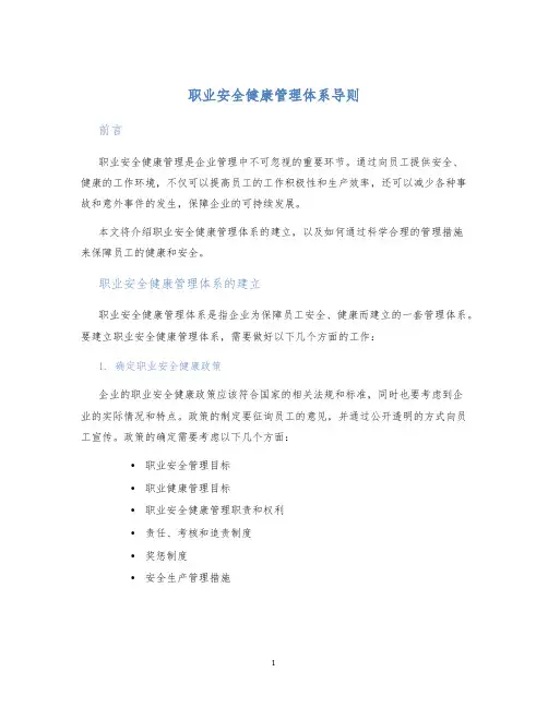 职业安全健康管理体系导则