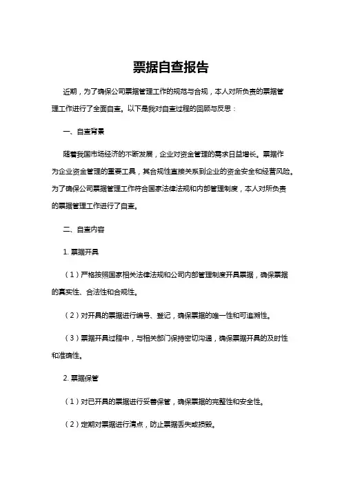 【自查报告】票据自查报告