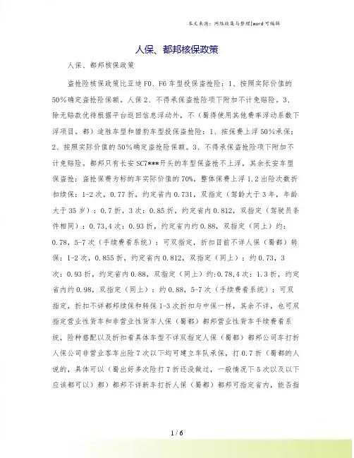 人保、都邦核保政策