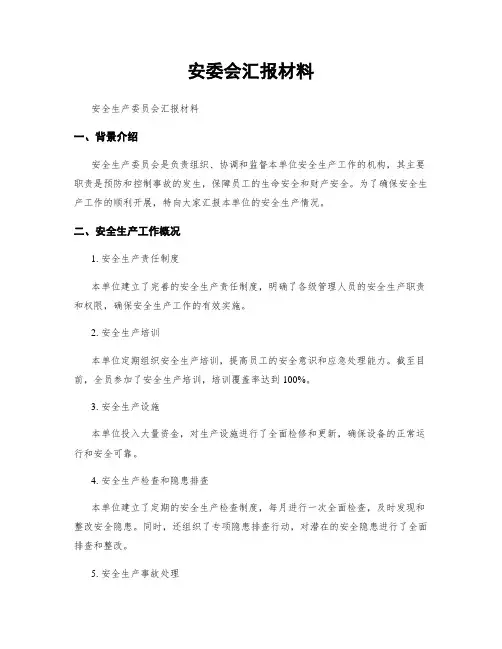 安委会汇报材料