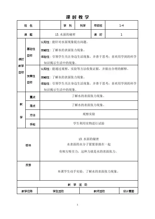 水面的秘密教案doc