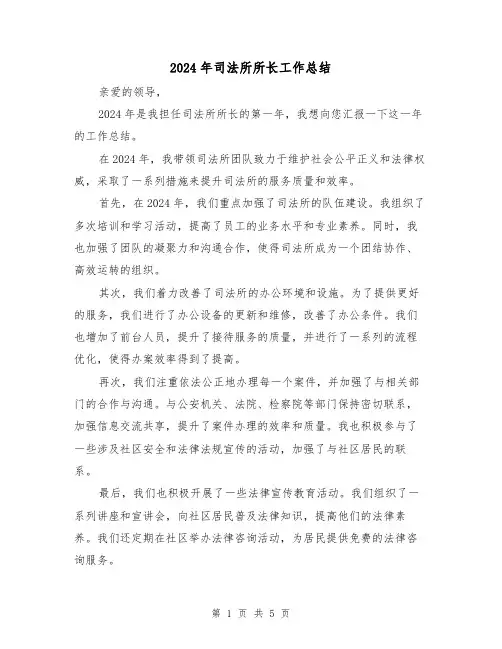 2024年司法所所长工作总结(3篇)