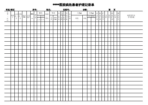 危重患者护理记录单