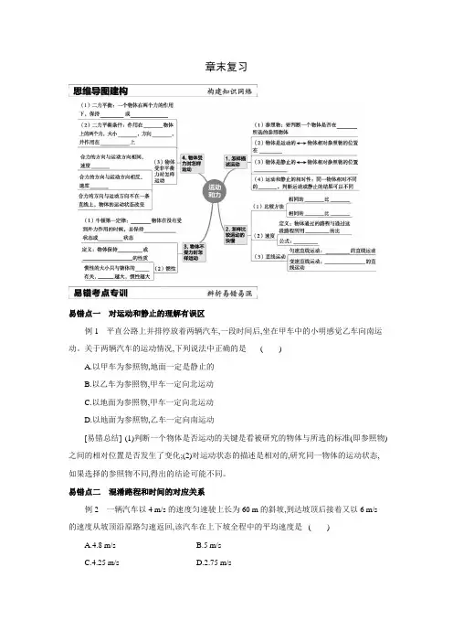 粤沪版物理八年级下册同步提优训练：第七章 运动和力  章末复习(含答案)