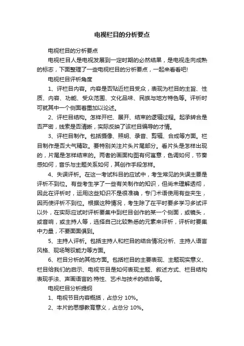 电视栏目的分析要点