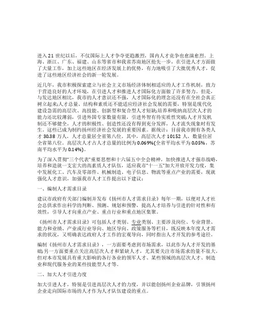 人才工作建议