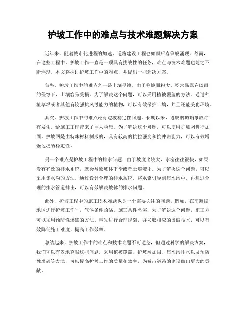 护坡工作中的难点与技术难题解决方案