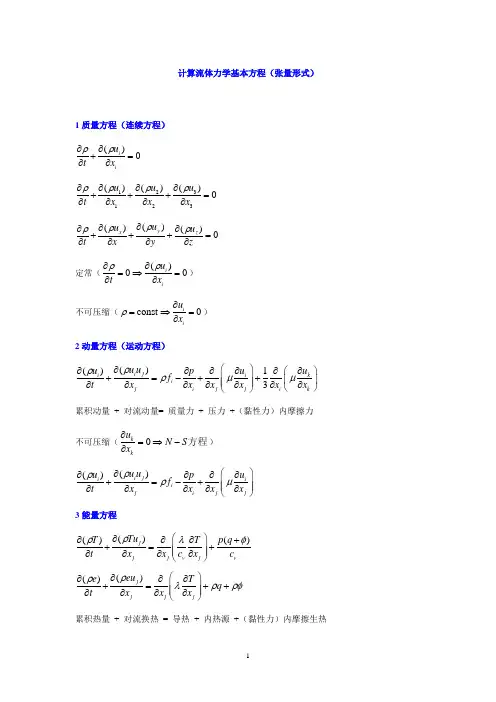 计算流体力学基本方程