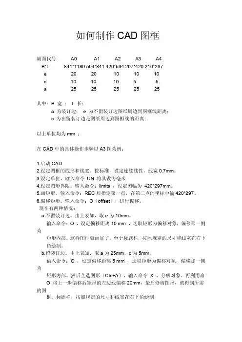 2016新编如何制作CAD图框