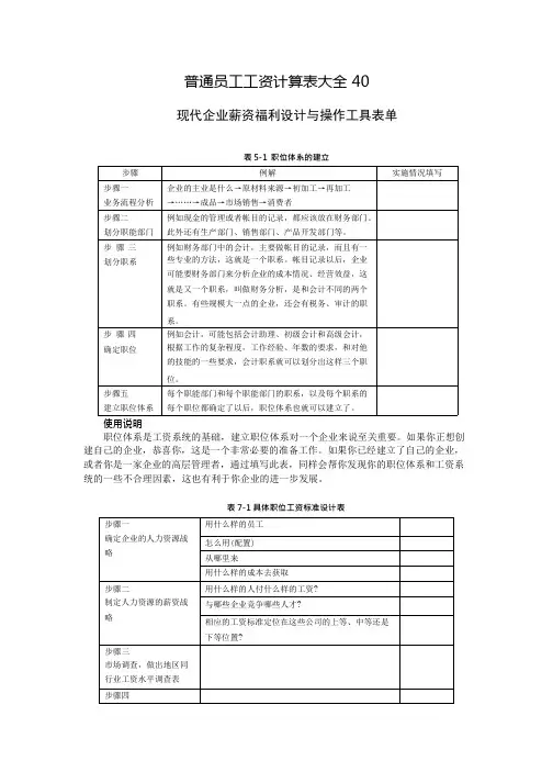 (完整版)普通员工工资计算表大全40,推荐文档