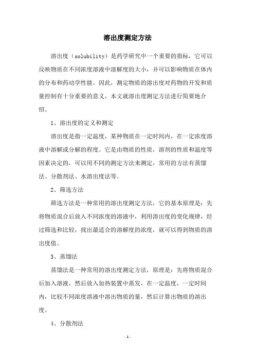 溶出度测定方法